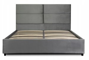 Łóżko 160x200 Podwójne Tapicerowane Dwuosobowe Welurowe Szare TULSA 4