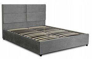 Łóżko 160x200 Podwójne Tapicerowane Dwuosobowe Welurowe Szare TULSA 5