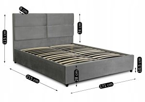 Łóżko 160x200 Podwójne Tapicerowane Dwuosobowe Welurowe Szare TULSA 6