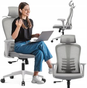 Fotel Biurowy Obrotowy Ergonomiczny do Biurka Krzesło Szary JULIET 1