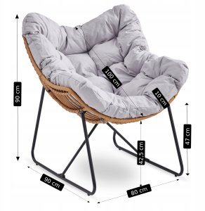 Fotel Leżak Ogrodowy Leżanka Do Salonu Na Taras FIN Szary 11