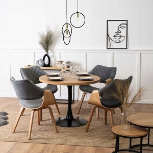 Krzesło Tapicerowane Drewniane Do Salonu Jadalni Loft Welurowe Szare LUISE 3