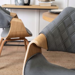 Krzesło Tapicerowane Drewniane Do Salonu Jadalni Loft Welurowe Szare LUISE 5