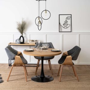 Krzesło Tapicerowane Drewniane Do Salonu Jadalni Loft Welurowe Szare LUISE 7