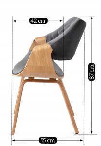 Krzesło Tapicerowane Drewniane Do Salonu Jadalni Loft Welurowe Szare LUISE 10