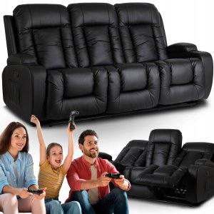 Sofa Kanapa Rozkładana Wypoczynkowa Tapicerowana Czarna Do Salonu AUSTIN 1