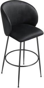 Krzesło barowe Luana, z oparciem, wygląd aksamitu - czarny/czarny, Zestaw 2 sztuk 11