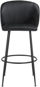Krzesło barowe Luana, z oparciem, wygląd aksamitu - czarny/czarny, Zestaw 2 sztuk 5