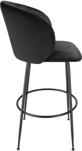 Krzesło barowe Luana, z oparciem, wygląd aksamitu - czarny/czarny, Zestaw 2 sztuk 6