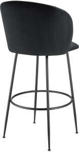 Krzesło barowe Luana, z oparciem, wygląd aksamitu - czarny/czarny, Zestaw 2 sztuk 7