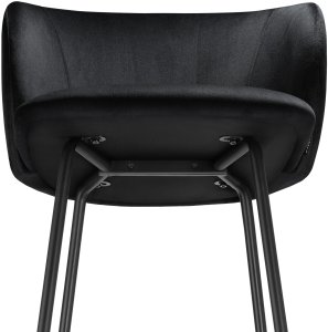 Krzesło barowe Luana, z oparciem, wygląd aksamitu - czarny/czarny, Zestaw 2 sztuk 9