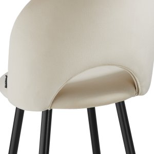 Krzesło barowe Sachel z oparciem, wygląd aksamitu - kremowy/czarny, Zestaw 6 sztuk 11