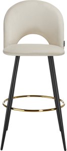 Krzesło barowe Sachel z oparciem, wygląd aksamitu - kremowy/czarny, Zestaw 6 sztuk 5