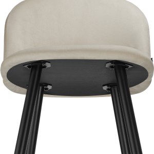 Krzesło barowe Sachel z oparciem, wygląd aksamitu - kremowy/czarny, Zestaw 6 sztuk 9