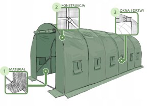 Tunel foliowy ogrodowy 18m2 6m x 3m x 2m zielony Shark Tools 13