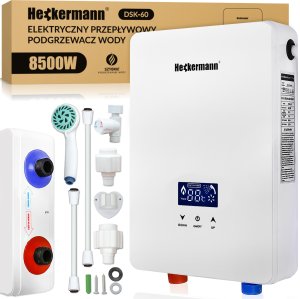 Przepływowy elektryczny podgrzewacz wody Heckermann DSK-60 8,5kW Biały 1