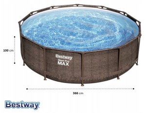 Basen stelażowy 366x100 Steel Pro Max Rattan Bestway 16609 stelaż + niecka 3