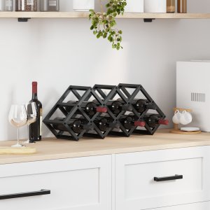 Regał na wino vidaXL na 9 butelek 63x16,5x25 cm ze stali proszkowej 1