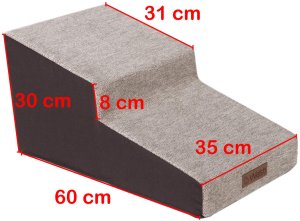 Welsti Schody dla psa 30cm 2 pochylne stopnie beżowo-brązowe 5