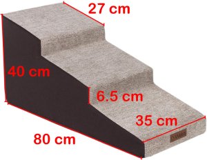 Schody dla psa Welsti 40cm 3 pochylne stopnie beżowo-brązowe 5