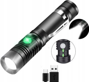 ALUMINIOWA LATARKA TAKTYCZNA LED 2000LM CRE518 USB AKUMULATOR ZOOM WOJSKOWA 1