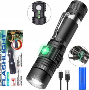 ALUMINIOWA LATARKA TAKTYCZNA LED 2000LM CRE518 USB AKUMULATOR ZOOM WOJSKOWA 15