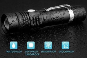 ALUMINIOWA LATARKA TAKTYCZNA LED 2000LM CRE518 USB AKUMULATOR ZOOM WOJSKOWA 6