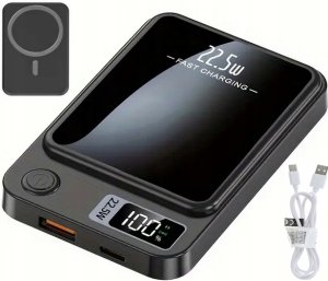 SZYBKI MAŁY BEZPRZEWODOWY POWER BANK MagSafe INDUKCYJNY 5000mAh 22,5W USB-C 10
