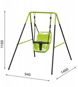 Huśtawka ogrodowa Deluxe  stelaż, huśtawka kubełkowa, dla dzieci 2