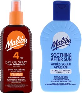 Malibu SPF4 Olejek Brązujący W Sprayu 200ml + Balsam Po Opalaniu 200ml 1