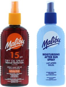 Malibu SPF15 Olejek Brązujący 200ml + Balsam W Sprayu Po Opalaniu 200ml 1