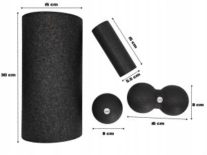 ZESTAW 4 ROLLER EPP WAŁEK PIŁKA, DUOBALL DO ĆWICZEŃ ROLOWANIA MASAŻU MIĘŚNI 2