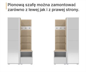 Tapicerowana garderoba Noris IV z lustrem - kolor biały + tkanina Trinity 32 6