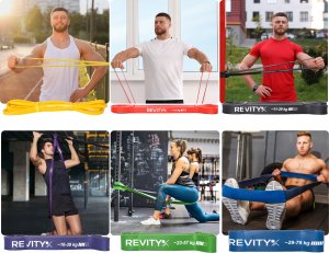 Revity Gumy do ćwiczeń oporowe Power Bands zestaw 6 sztuk 3-79 kg 6