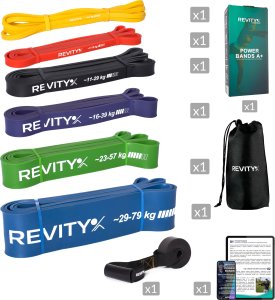 Revity Gumy do ćwiczeń oporowe Power Bands zestaw 6 sztuk 3-79 kg 9