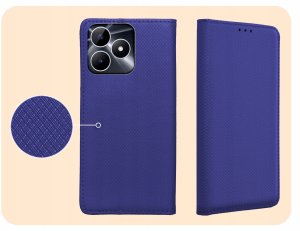 ETUI Z KLAPKĄ DO REALME NOTE 50 / C51 / C53 4G GRANATOWE MAGNETYCZNE KABURA 4