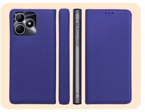 ETUI Z KLAPKĄ DO REALME NOTE 50 / C51 / C53 4G GRANATOWE MAGNETYCZNE KABURA 6