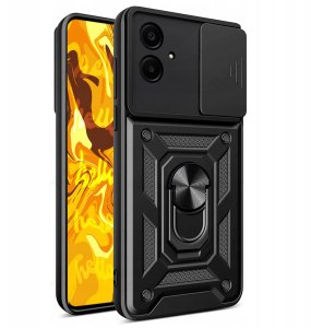 ETUI PANCERNE DO SAMSUNG GALAXY A06 4G CZARNE ARMOR HOLDER RING   SZKŁO 9H 4