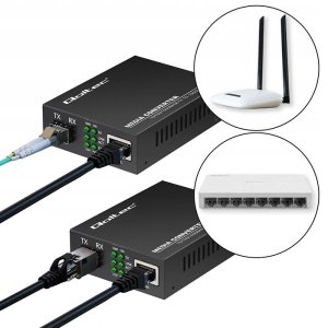 Switch niezarządzalny Qoltec Dwukierunkowy Media Konwerter 1x RJ45 1x SFP | 1000Mb/s | 5V 4