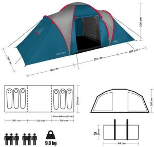 Namiot turystyczny Nils Extreme NC6031 NIEBIESKO- JASNO SZARY HIGHLAND NILS CAMP 6