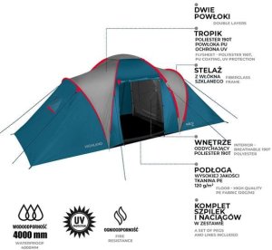 Namiot turystyczny Nils Extreme NC6031 NIEBIESKO- JASNO SZARY HIGHLAND NILS CAMP 7
