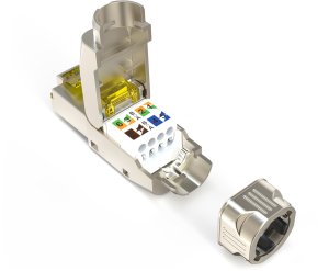 DIGIT Wtyk modularny RJ45 kat.6A, PoE++, 10GbE, ekranowany, metalowy, beznarzędziowy, AWG 27-22,linka/drut 7