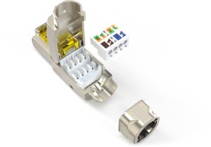 DIGIT Wtyk modularny RJ45 kat.6A, PoE++, 10GbE, ekranowany, metalowy, beznarzędziowy, AWG 27-22,linka/drut 8