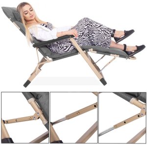 Leżak składany, metalowy zero gravity regulowana, leżanka ogrodowa szara UNIWERSALNY 17