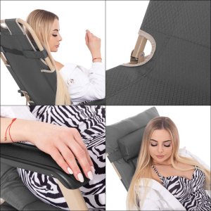 Leżak składany, metalowy zero gravity regulowana, leżanka ogrodowa szara UNIWERSALNY 18