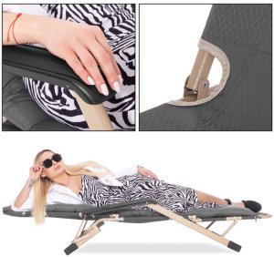 Leżak składany, metalowy zero gravity regulowana, leżanka ogrodowa szara UNIWERSALNY 20