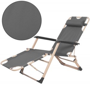 Leżak składany, metalowy zero gravity regulowana, leżanka ogrodowa szara UNIWERSALNY 6