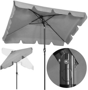 Parasol ogrodowy kwadratowy 240 cm duży składany z korbką na balkon, taras jasnoszary UNIWERSALNY 1