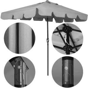 Springos Parasol ogrodowy kwadratowy 240 cm duży składany z korbką na balkon, taras jasnoszary UNIWERSALNY 12