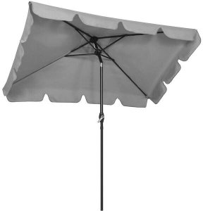 Springos Parasol ogrodowy kwadratowy 240 cm duży składany z korbką na balkon, taras jasnoszary UNIWERSALNY 16